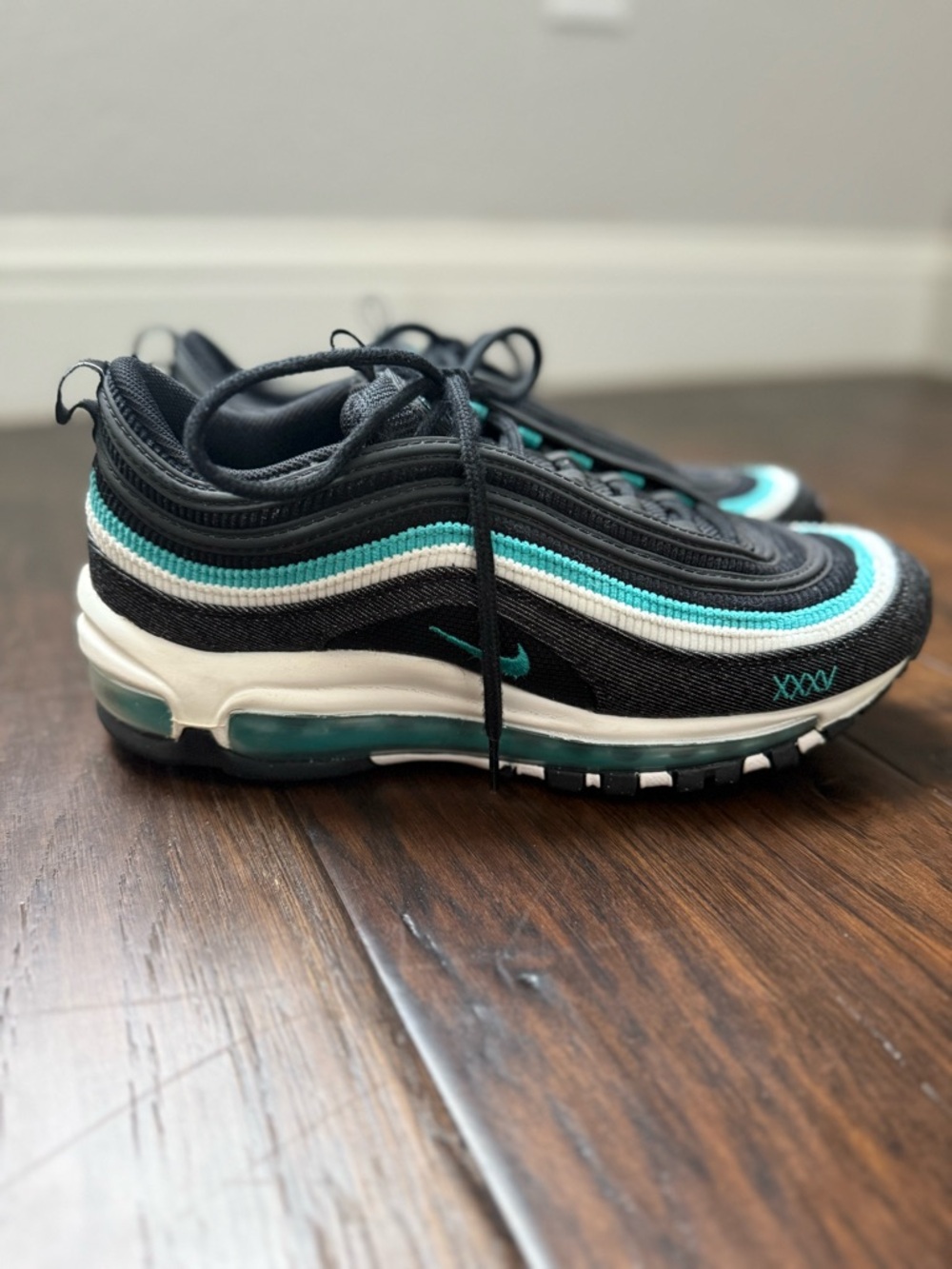 Nike Air Max 97 Black Teal Aqua Size 7Y (Women’s 8.5)